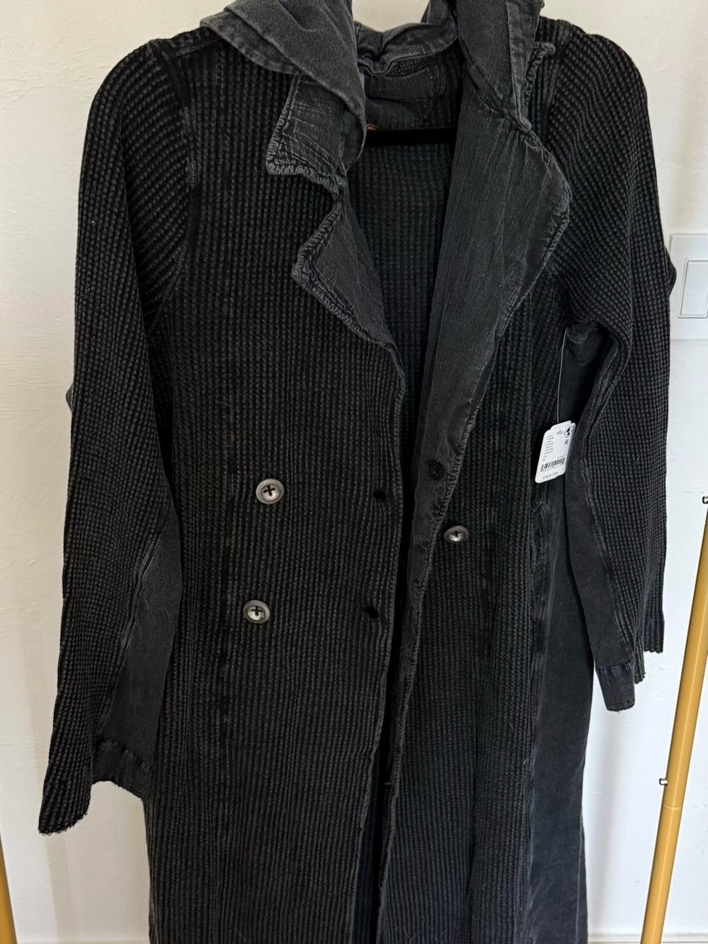 Free People One London Coat Coatigan Long Cardigan Stonewashed Black Large